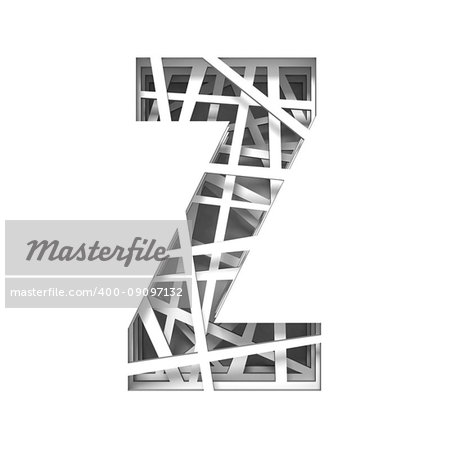Paper cut out font letter Z 3D render illustration isolated on white background Paper cut out font letter Z 3D render illustration isolated on white background