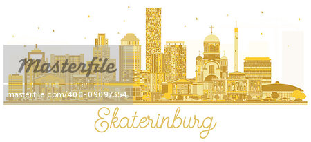 Yekaterinburg Russia City skyline golden silhouette. Vector illustration.