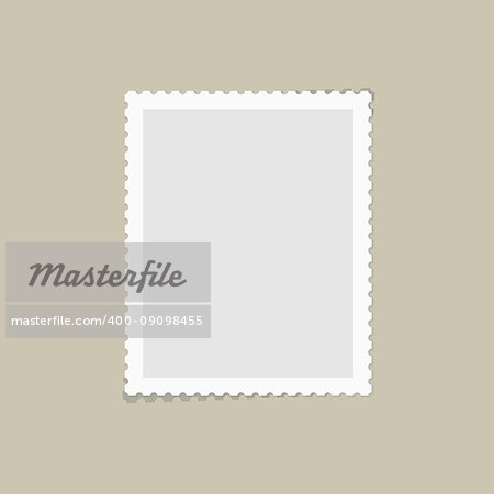 Postage stamps template. Blank rectangle, square postage mark with shadows. Flat style modern vector illustration with retro colors. For for envelopes, postcards or letter retro style paper.