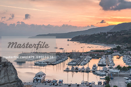 Tropea, Province of Vibo Valentia, Calabria, Italy. The harbor of Tropea at dawn.