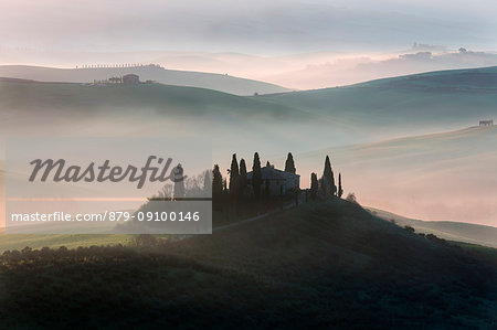 red sunrise in the hills, san Quirico d'orcia, val d'orcia, siena, tuscany, italy red sunrise in the hills, san Quirico d'orcia, val d'orcia, siena, tuscany, italy