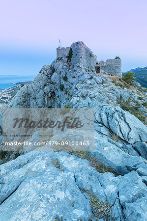 Starigrad fortress (Fortica) above the city of Omis, Dalmatia, Adriatic Coast, Croatia