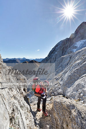 the signature of the via ferrata book at the end of the via ferrata of mount Gr. Kinigat, Kartitsch, East Tyrol, Austria, Europe