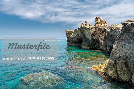 Ricadi, province of Vibo Valentia, Calabria, Italy, Europe. Cliffs on the beach of Riaci