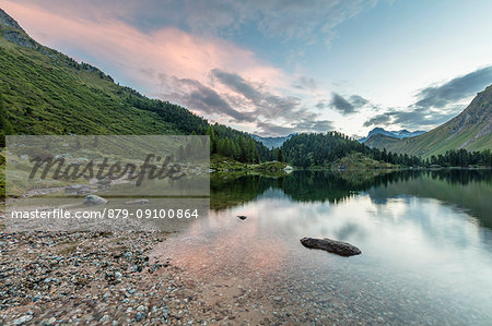 Sunrise at Lake Cavloc, Maloja Pass, Bregaglia Valley, canton of Graubünden, Engadine,Switzerland