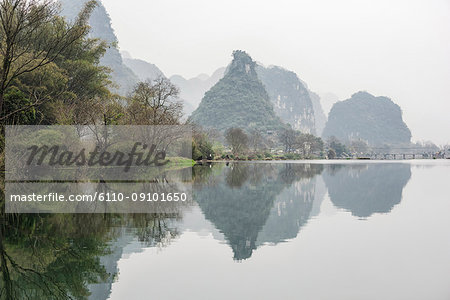 Misty lake in Guilin