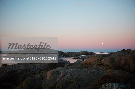 Scenic townscape of Lysekil at sunset