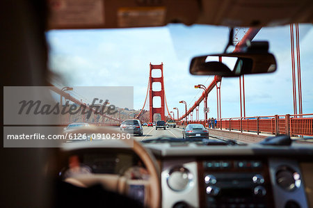 Golden Gate Bridge seen from car interior