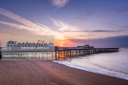 The pier at Hastings at sunrise, Hastings, East Sussex, England, United Kingdom, Europe The pier at Hastings at sunrise, Hastings, East Sussex, England, United Kingdom, Europe