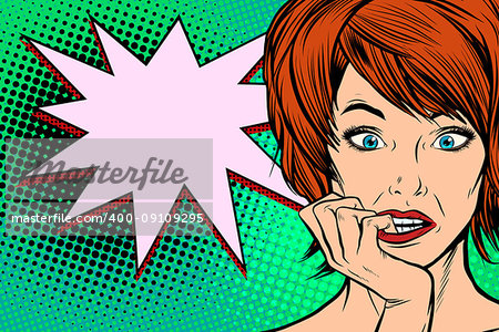 pop art woman thinking retro vector illustration