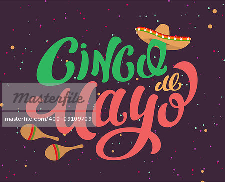 Cinco de Mayo Mexican holiday text banner for greeting card. Vector cartoon illustration