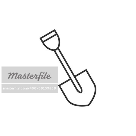 Shovel outline icon on white