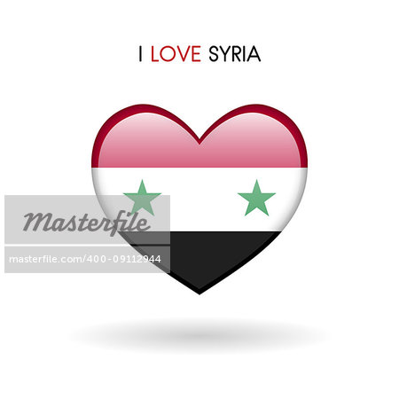 Love Syria symbol. Flag Heart Glossy icon on a white background isolated vector illustration eps10