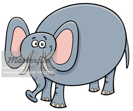 Cartoon Illustration of Cute Funny Elephant Animal Character