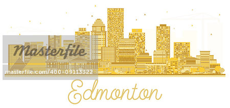 Edmonton Canada City skyline golden silhouette. Vector illustration. Simple flat concept for tourism presentation, banner, placard or web site. Business travel concept.