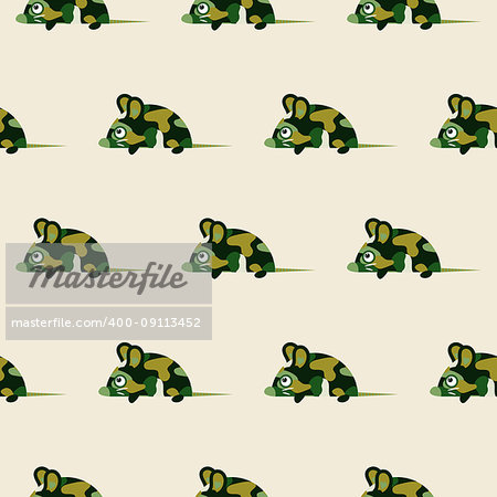 Cute camo mice design seamless vector pattern. Khaki green kid backgound.