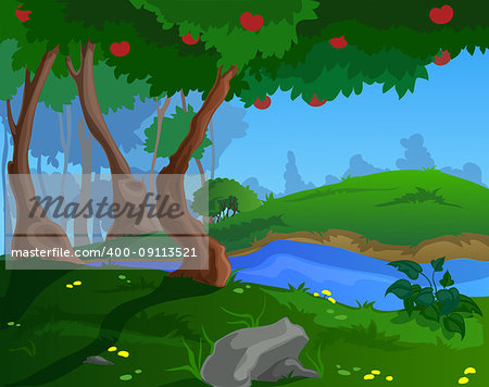 Cartoon summer background, for a game art