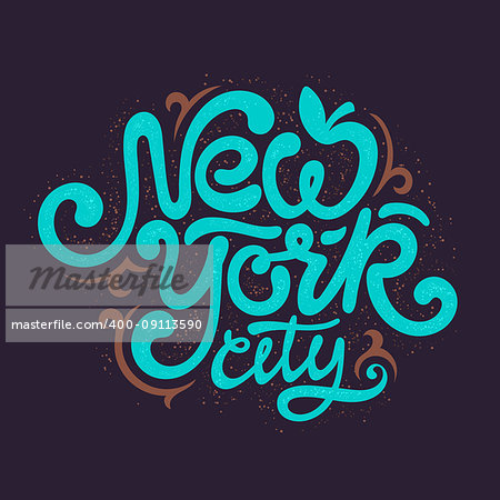 Vintage t-shirt or cover print design of New York lettering. Custom type design typographic composition. Wall decor art poster.