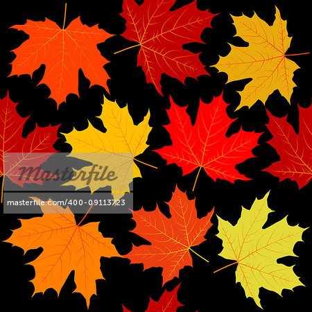 Seamless pattern with colorful autumn leaves