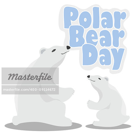 International Polar Bear Day poster. Illustration of cute Polar Bear. Polar bear greeting card.