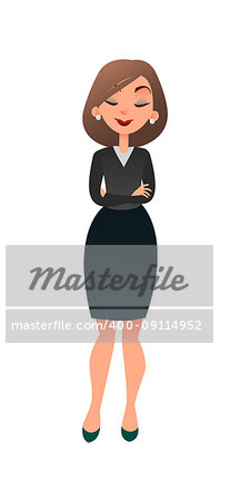 Job interview. Young cartoon woman candidate for work. A confident slightly worried businesswoman is waiting for the interview. The candidate holds a resume. Job search and acquaintance with the vacancy concept.
