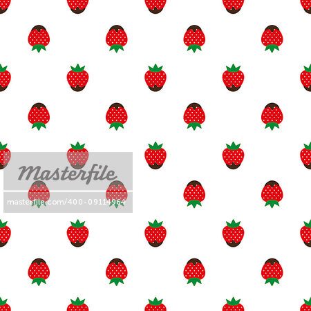 Abstract seamless white strawberry background. Vector illustration