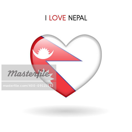 Love Nepal symbol. Flag Heart Glossy icon on a white background isolated vector illustration eps10