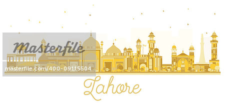 Lahore Pakistan City skyline golden silhouette. Vector illustration.