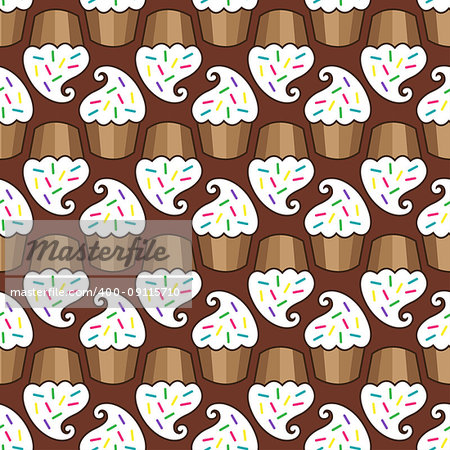 White cream cake seamless pattern. Vector illustration