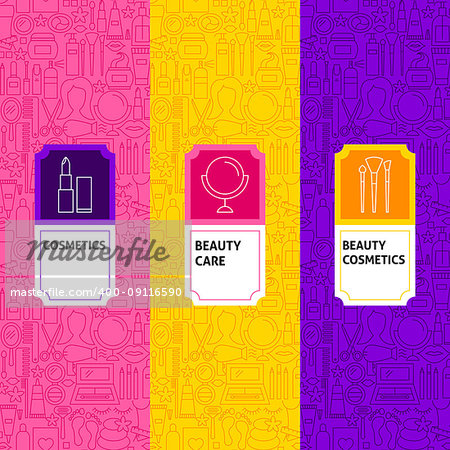 Line Cosmetics Package Labels. Vector Illustration. Template for Packaging Design.