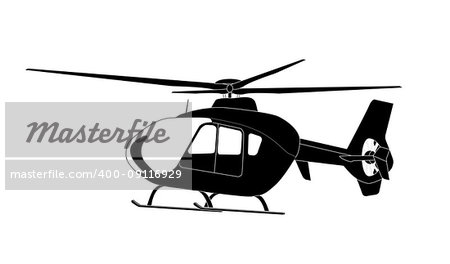 Sticker on car Silhouette of helicopter. Vector Illustration. EPS10