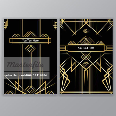 Art Deco A4frames set  ,vector set retro pattern for vintage party