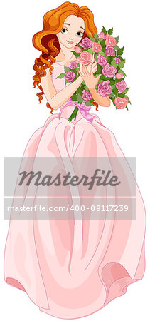 Illustration of beautiful red haired girl