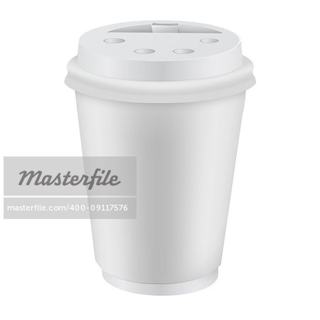 White Blank realistic coffee cup mockup isolated on white