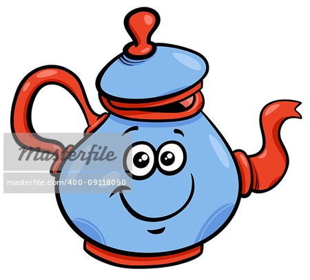 Cartoon Illustration of Funny Teapot or Kettle Character