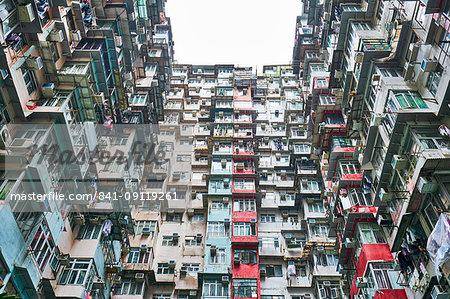 Densely crowded apartment buildings, Hong Kong Island, Hong Kong, China, Asia