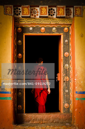 Novice Buddhist monk of Rinpung Fortress Monastery, Paro, Bhutan, Asia