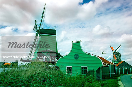 Dutch windmills from Zaanse Schans, Amsterdam, the Netherlands