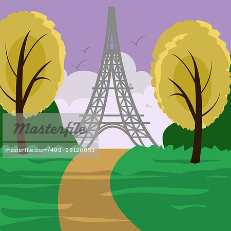 Eiffel tower in Paris for travel design. Vector illustration or banner