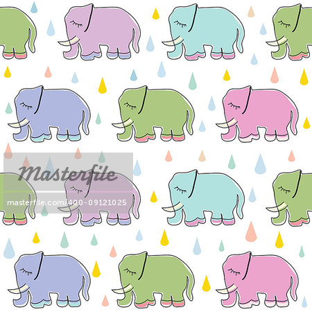 seamless pattern with cute elephant