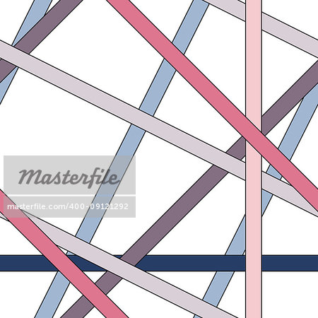 Chaotic color lines seamless pattern, tangled straight stripes vector background f