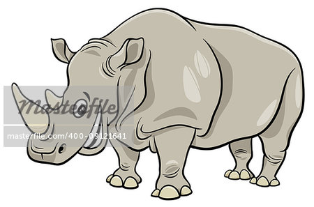Cartoon Illustration of Funny Rhinoceros Wild Animal Character Cartoon Illustration of Funny Rhinoceros Wild Animal Character