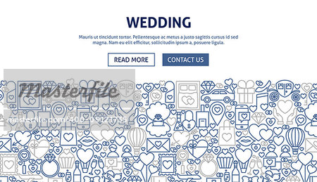Wedding Banner Design. Vector Illustration of Line Web Concept.