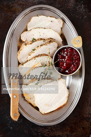 Baked pork loin with cranberry jam