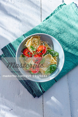 Ravioli with ricotta and vine tomatoes