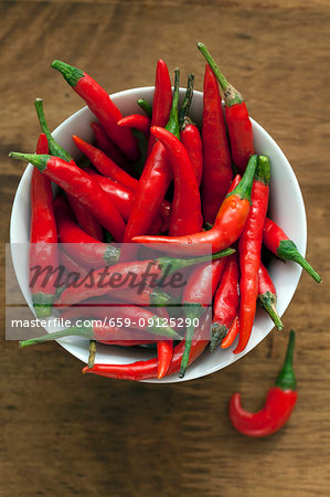 Red chillies in a dish