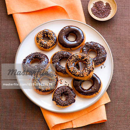 Doughnuts with chocolate glaze for Halloween