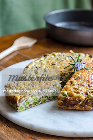 Pea, mushroom and rosemary frittata