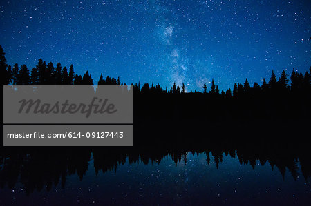 Astronomical twilight, Milky Way Galaxy, Nickel Plate Provincial Park, Penticon, British Columbia, Canada