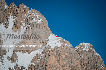 Bivacco Bafile on East Face of Gran Sasso, Campo Imperatore, Teramo province, Abruzzo, Italy, Europe